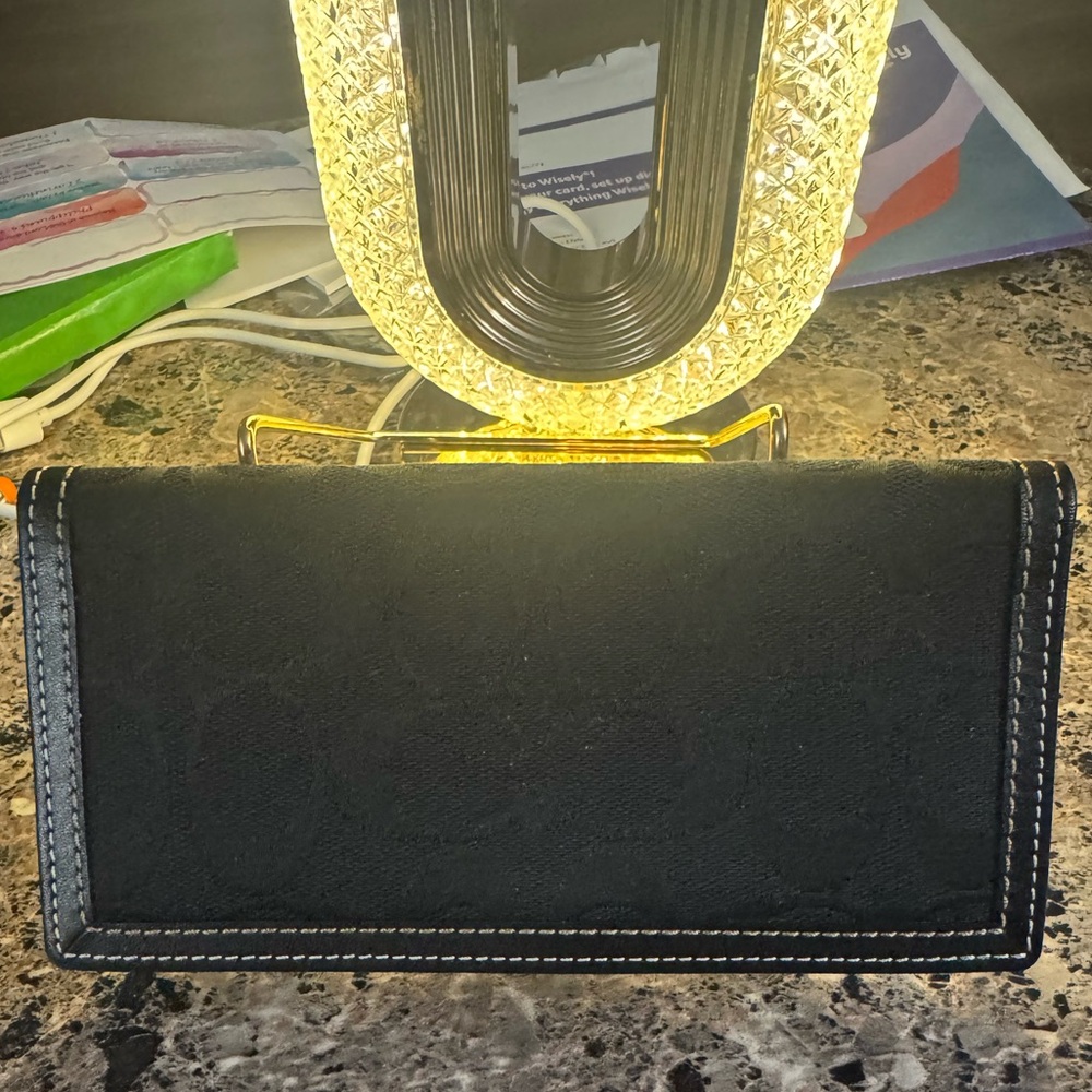 Coach Signature Black Women's Checkbook Wallet